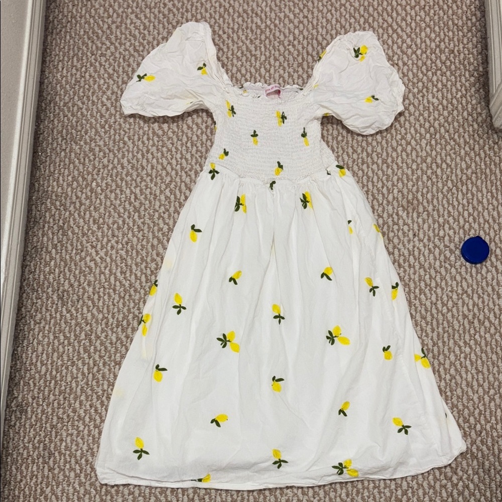 White Dress w/ Yellow Embroidered Lemons